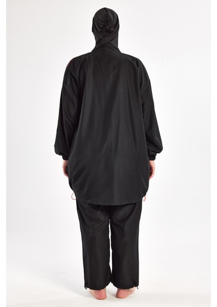 Büyük Beden Paraşüt Tam Kapalı Tesettür Mayo 1804 Siyah modelleri