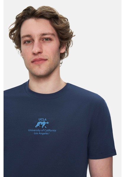 Fabıo Açık Pembe Bisiklet Yaka Baskılı Standard Fit Erkek Tshirt fiyatları