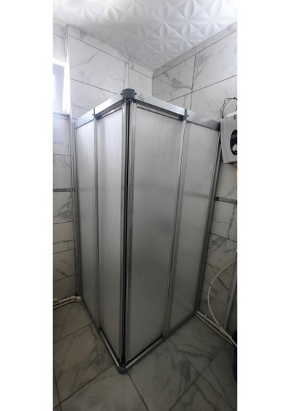akabin 70 cm x 100 cm Parlak Profil Köşeden Girişli Mika Duşakabin