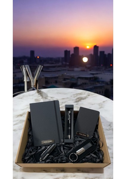 🎁kişiye Özel 2 Adet Termo Deri Defter & Deri Anahtarlık & Isveç Çakı & Tükenmez Kalem Hediye Set🎁