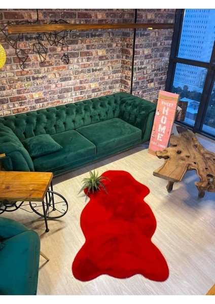 Tavşan Tüyü Kırmızı Yumuşak Makinada Yıkanabilir Kaymaz ve Toplanmaz Süet Taban Post Halı fiyatları