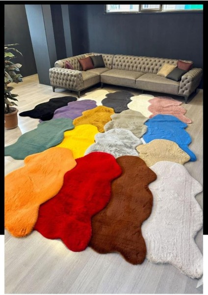 Tavşan Tüyü Kırmızı Yumuşak Makinada Yıkanabilir Kaymaz ve Toplanmaz Süet Taban Post Halı fırsatları