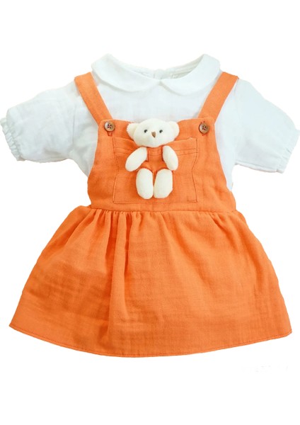 x Ipek Atlas Kız Bebek Çocuk Müslin Oyuncaklı Elbise