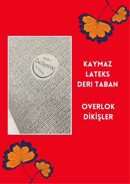 Çiçekli Damalı Yuvarlak Lateks Taban Saçaksız Mutfak Halısı - Gri modelleri