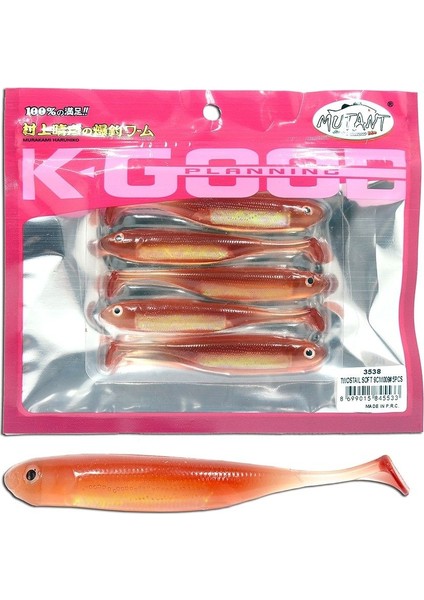 3538 Twost Tail Flash 9cm Levrek Silikonu 5li Paket Suni Yem 009