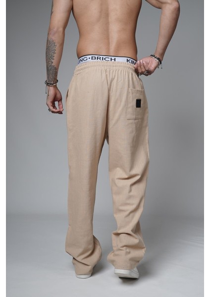 Baggy Kalıp Düz Keten Pantolon