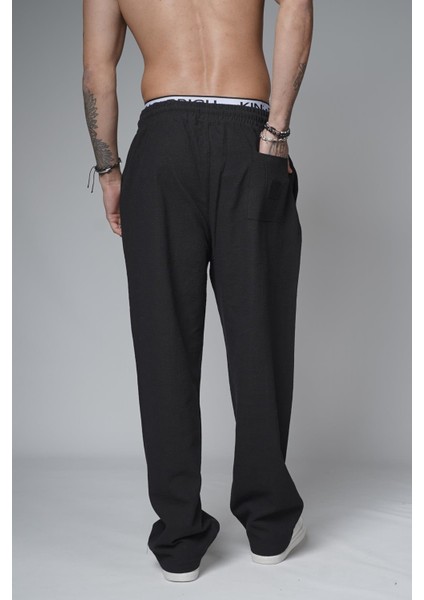 Baggy Kalıp Düz Keten Pantolon