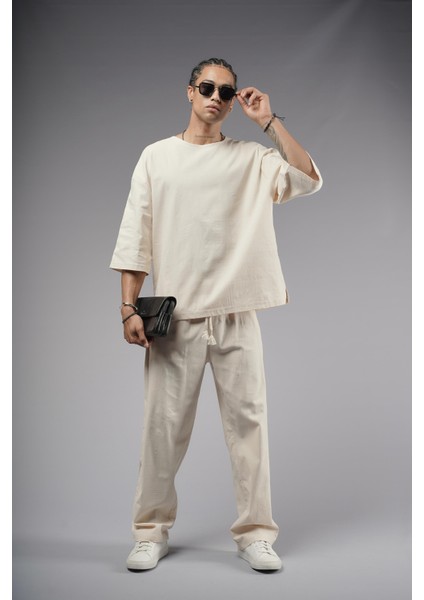 Oversize Kalıp Keten Alt Üst Takım