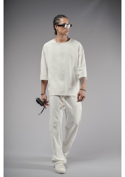 Oversize Kalıp Keten Alt Üst Takım