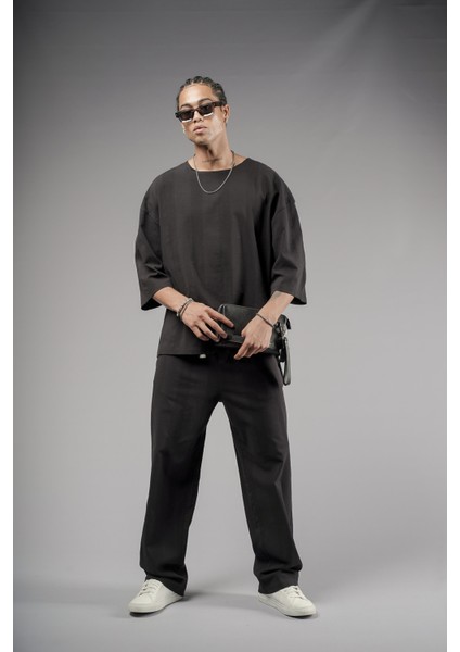 Oversize Kalıp Keten Alt Üst Takım