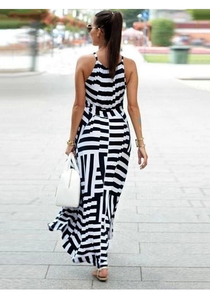 Kadın Ayarlanabilir Askılı Geometrik Desen Kuşaklı Gipeli Süprem Elbise fiyatları