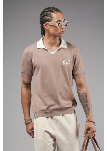 Polo Yaka Reglan Kol Regular Kalıp Triko Tişört