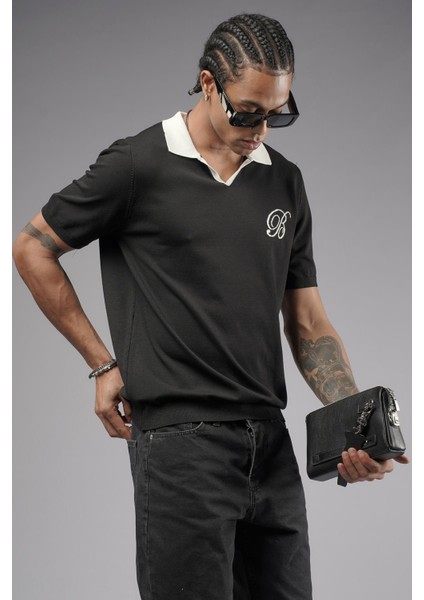 Polo Yaka Reglan Kol Regular Kalıp Triko Tişört