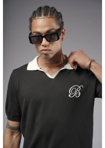 Polo Yaka Reglan Kol Regular Kalıp Triko Tişört modelleri