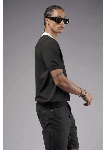 Polo Yaka Reglan Kol Regular Kalıp Triko Tişört