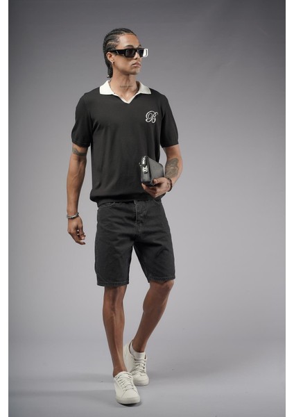 Polo Yaka Reglan Kol Regular Kalıp Triko Tişört