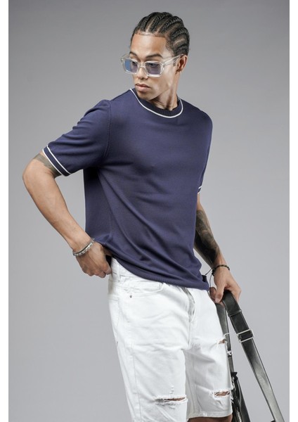 Bisiklet Yaka Ribanalı Regular Kalıp Triko Tişört fiyatları