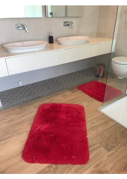 Iki Parçadan Oluşan Tavşan Tüyü Banyo Paspas Takımı (60X90-50X60)