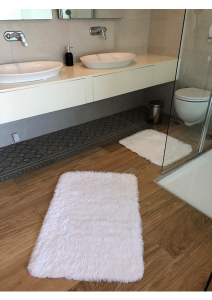 Iki Parçadan Oluşan Tavşan Tüyü Banyo Paspas Takımı (60X90-50X60)