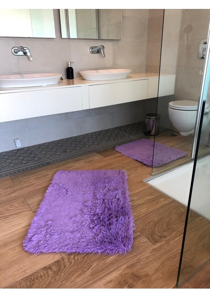 Iki Parçadan Oluşan Tavşan Tüyü Banyo Paspas Takımı (60X90-50X60)
