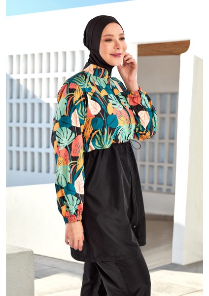 Büyük Beden Paraşüt Tam Kapalı Tesettür Mayo Su İtici Özellikte 1803 Siyah