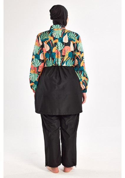 Büyük Beden Paraşüt Tam Kapalı Tesettür Mayo Su İtici Özellikte 1803 Siyah modelleri