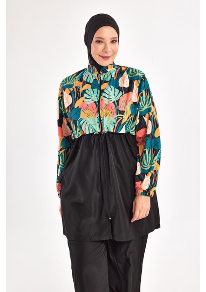 Büyük Beden Paraşüt Tam Kapalı Tesettür Mayo Su İtici Özellikte 1803 Siyah indirimleri