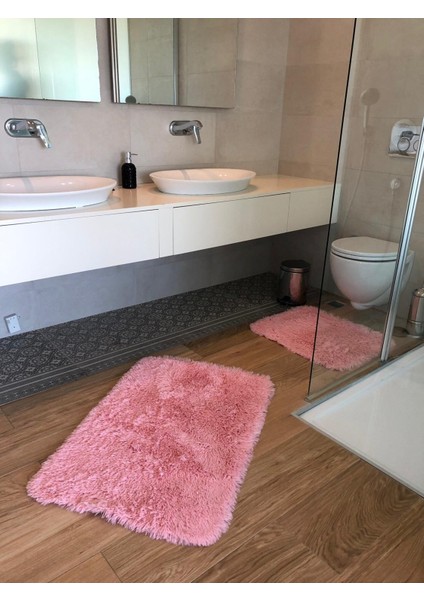 Iki Parçadan Oluşan Tavşan Tüyü Banyo Paspas Takımı (60X90-50X60)