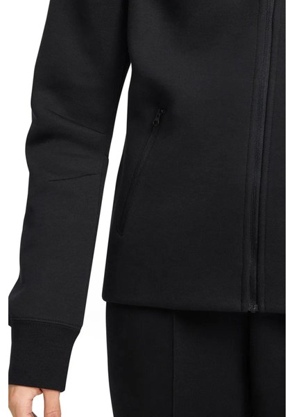 Sportswear Tech Fleece Full Zip Hoodie Dark Heather Black Kadın Kapüşonlu Sweatshirt Siyah