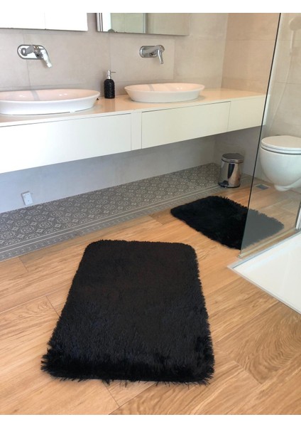 Iki Parçadan Oluşan Tavşan Tüyü Banyo Paspas Takımı (60X90-50X60)