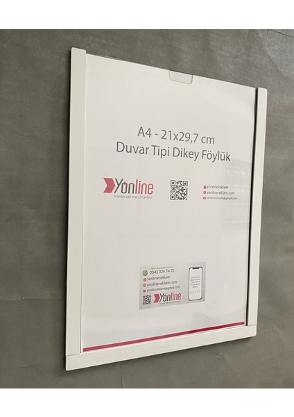 A4 Kolay Değiştirilebilir Beyaz Duvar ve Kapı Tipi Pleksi Föylük
