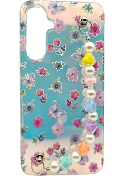 Samsung Galaxy A54 Taşıma Standlı Kılıf – Çiçek ve Kelebek Kombini!