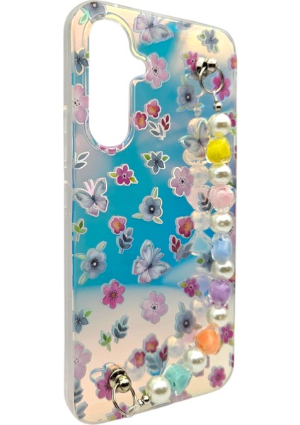 Samsung Galaxy A54 Taşıma Standlı Kılıf – Çiçek ve Kelebek Kombini! fiyatları