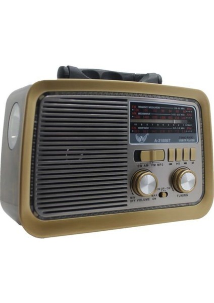 Nostalji Klasik Radyo Ahşap USB Bluetooth 3 Band Klasik Radyo