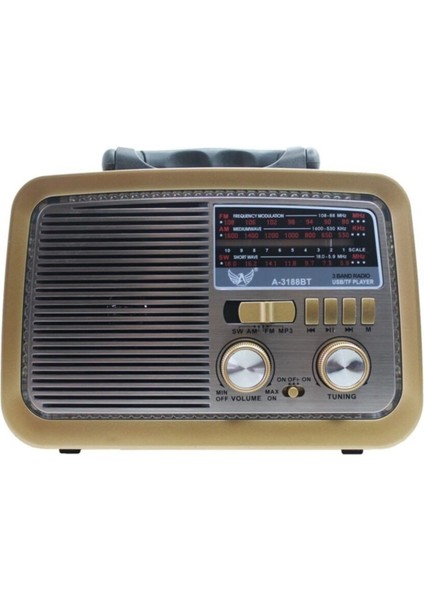 Nostalji Klasik Radyo Ahşap USB Bluetooth 3 Band Klasik Radyo