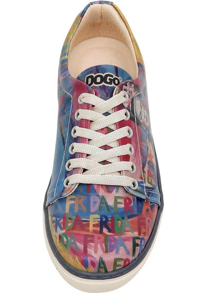 Kadın Vegan Deri Çok Renkli Sneakers - Frida-Kahlo-In-Letters Tasarım