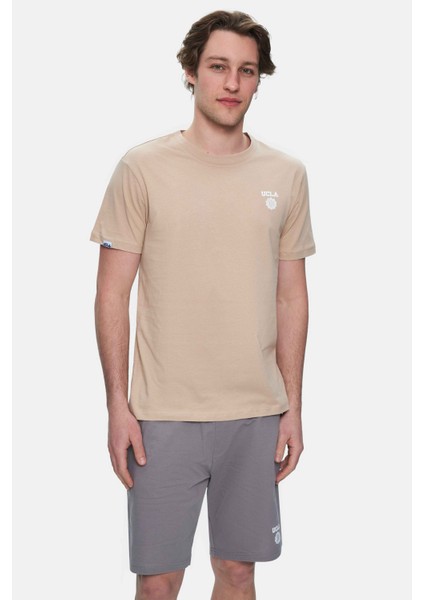 Bass Kahverengi Bisiklet Yaka Baskılı Standard Fit Erkek Tshirt