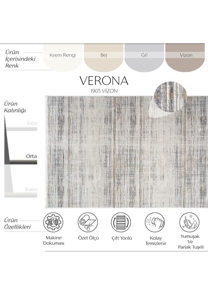 Cool Halı verona 1905 Vizon Salon Halısı Koridor Kesme Yolluk Yumuşak Doku Kaymaz Tozumaz Dokuma Makine Halısı fiyatları