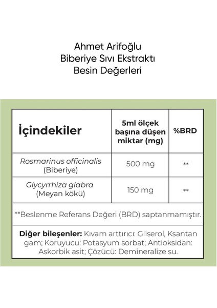 Biberiye Sıvı Ekstraktı 225 ml