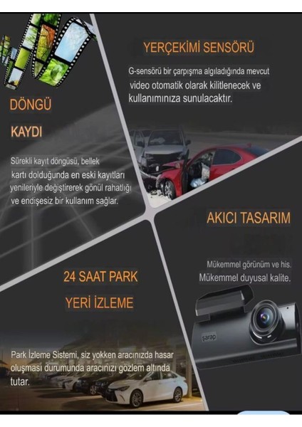 170° Geniş Açı 1080P Gece Görüşlü Dvr+ Wi-Fi Mini Araç Içi Dash Cam Döngüsel Kayıt Yüksek Çözünürlü