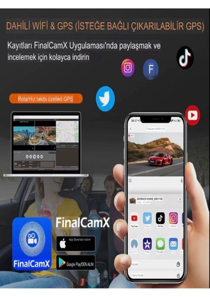 170° Geniş Açı 1080P Gece Görüşlü Dvr+ Wi-Fi Mini Araç Içi Dash Cam Döngüsel Kayıt Yüksek Çözünürlü