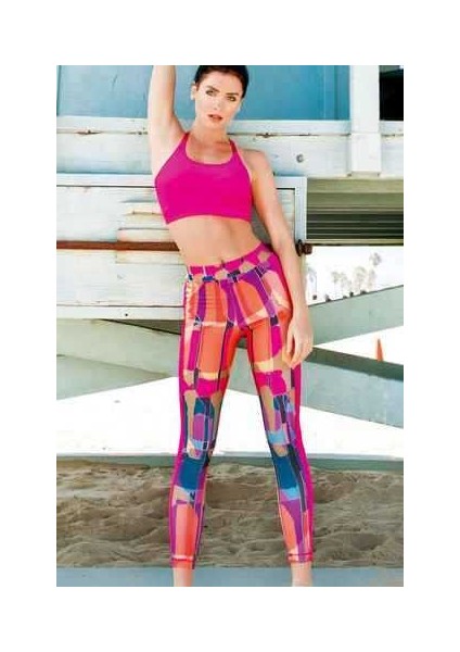 Desenli Pembe Spor Tayt