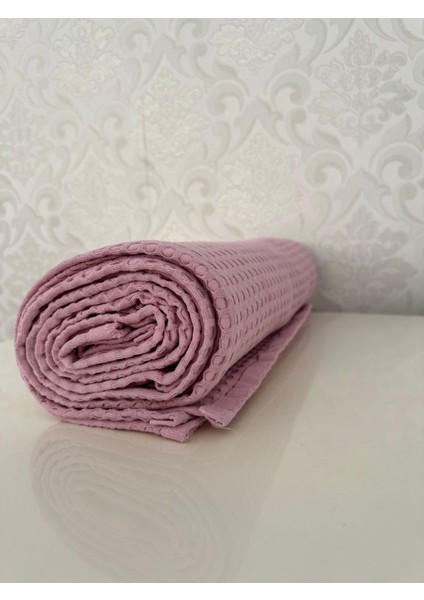 Premium %100 Pamuk Çift Kişilik Yazlık Pike, Yatak Örtüsü,terletmez Kumaş(Pudra Renk) (240X200CM)