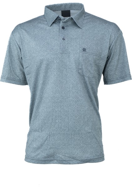 Erkek Gömlek Yaka Tshirt Cepli Kısa Kollu Carlo Desenli Rahat Kesim Pamuklu Kumaş Yazlık