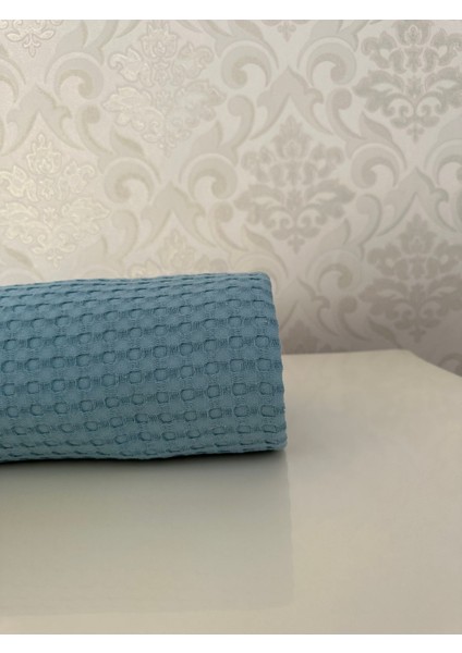 Premium %100 Pamuk Çift Kişilik Yazlık Pike, Yatak Örtüsü, Terletmez Kumaş(Petrol MAVİSİ)(240X200CM)