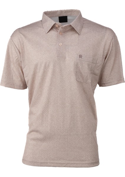 Erkek Gömlek Yaka Tshirt Cepli Kısa Kollu Carlo Desenli Rahat Kesim Pamuklu Kumaş Yazlık