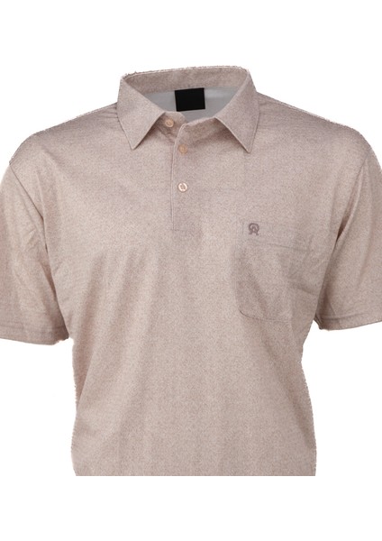 Erkek Gömlek Yaka Tshirt Cepli Kısa Kollu Carlo Desenli Rahat Kesim Pamuklu Kumaş Yazlık