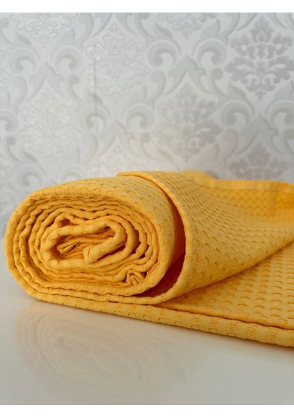 Premium %100 Pamuk Tek Kişilik Yazlık Pike, Yatak Örtüsü, Terletmez Kumaş (Sarı RENK)(160X240CM)