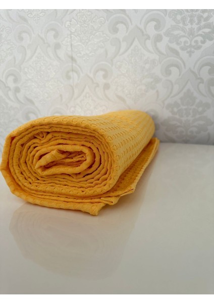 Premium %100 Pamuk Tek Kişilik Yazlık Pike, Yatak Örtüsü, Terletmez Kumaş (Sarı RENK)(160X240CM)