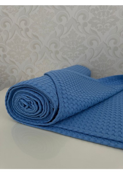 Premium %100 Pamuk Tek Kişilik Yazlık Pike, Yatak Örtüsü, Terletmez Kumaş(Mavi RENK)(160X240CM)